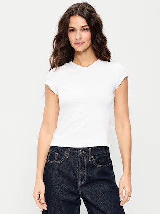 Snug High V-Neck T-Shirt | Old Navy (US)