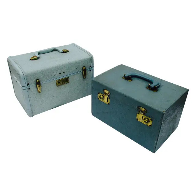 Blue Samsonite Train Cosmetic Cases - A Pair | Chairish