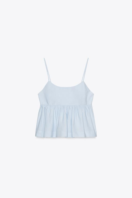 POPLIN PEPLUM TOP | Zara US