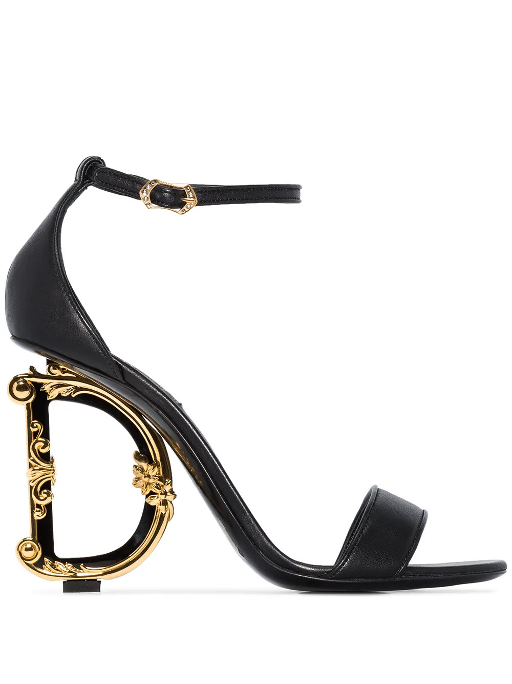 Dolce & Gabbana Keira baroque DG leather sandals - Black | Farfetch Global