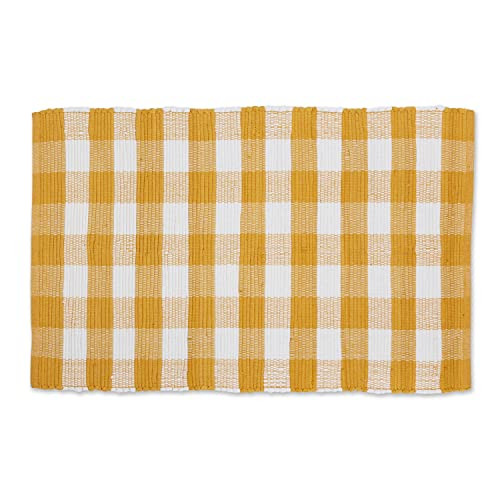 DII Buffalo Check Rug Collection, Hand Dyed Reversible Chindi Rug, 26x40, Honey Gold | Amazon (US)