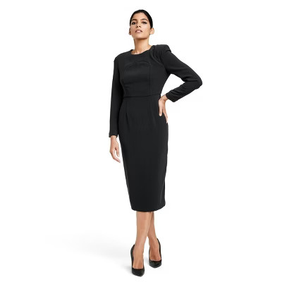 Women's Strong Shoulder Midi Dress - Sergio Hudson x Target Black | Target