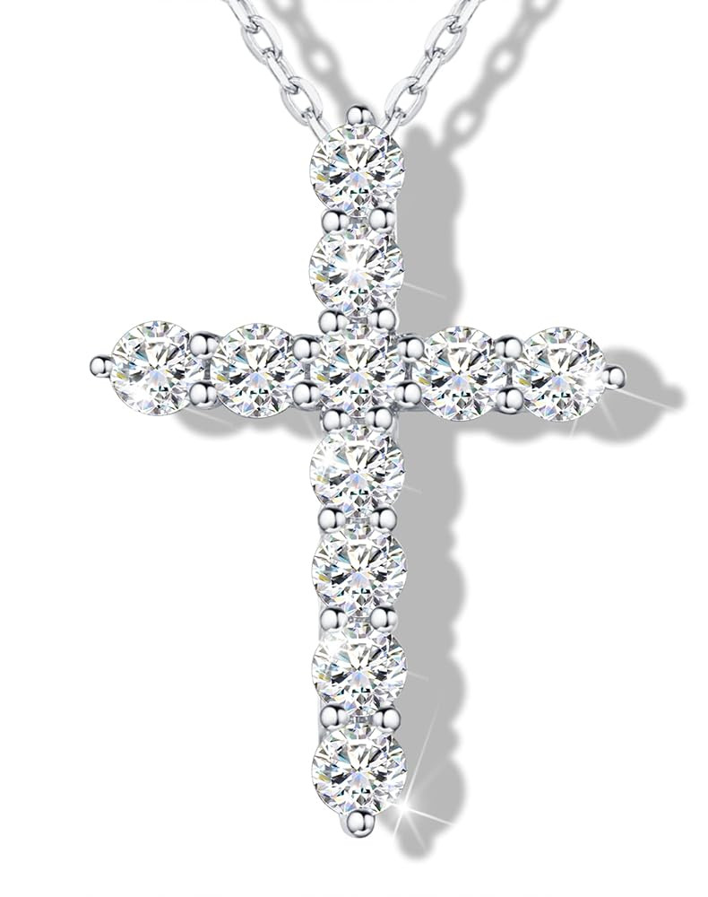 Moissanite Cross Necklace for Women and Men, 14K/18K Gold Plated Sterling Silver Diamond Cross Ne... | Amazon (US)