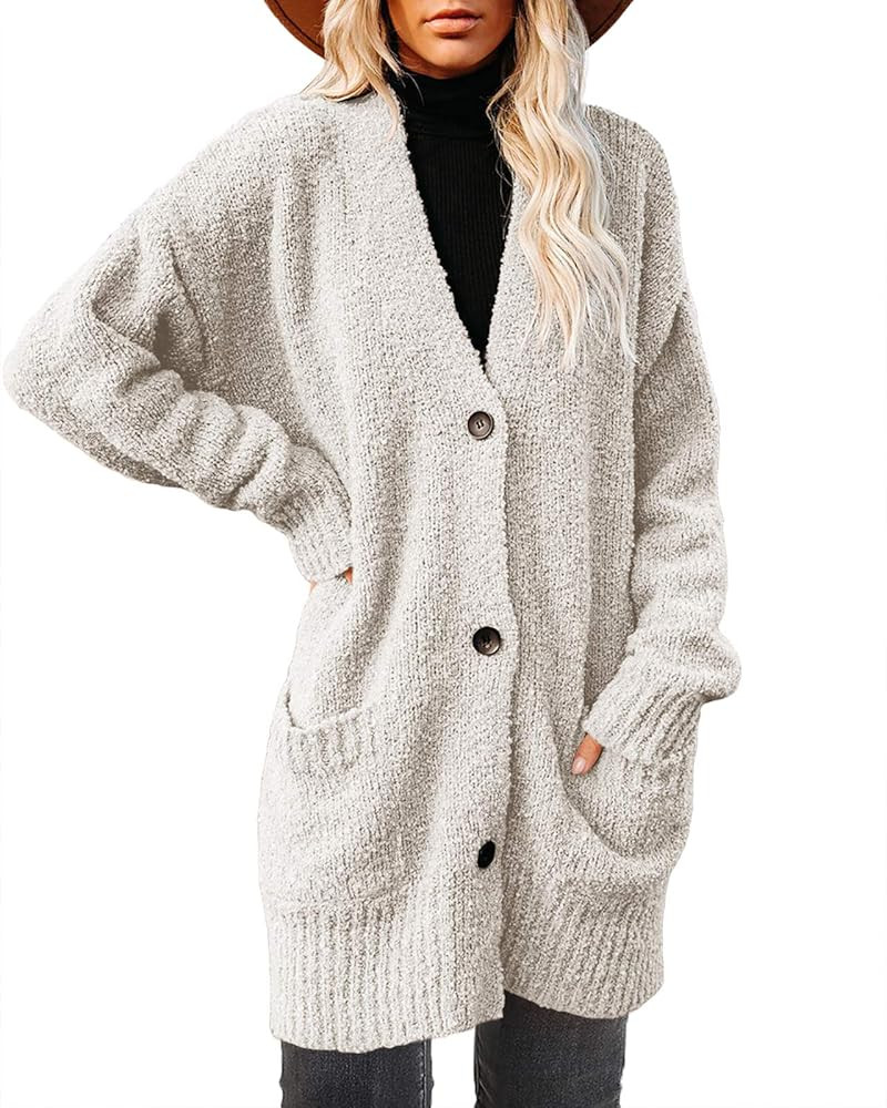 Womens Popcorn Open Front Knit Cardigan Sweaters Button Down Long Sleeve Maternity Outwear Coat with | Amazon (US)