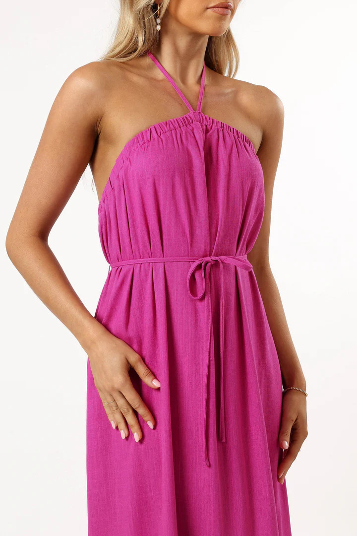 View Halterneck Maxi Dress - Magenta | Petal & Pup (US)