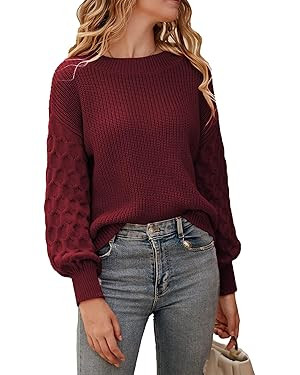PRETTYGARDEN Women's Fall 2026 Pullover Sweater Casual Long Sleeve Loose Chunky Knit Tops Blouse ... | Amazon (US)