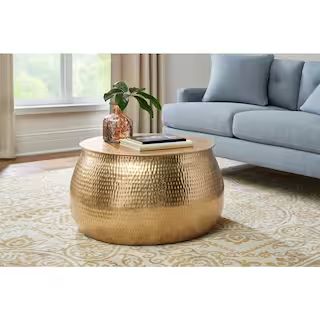 Home Decorators Collection Calluna 31 in. Gold Medium Round Metal Coffee Table with Lift Top DC19... | The Home Depot