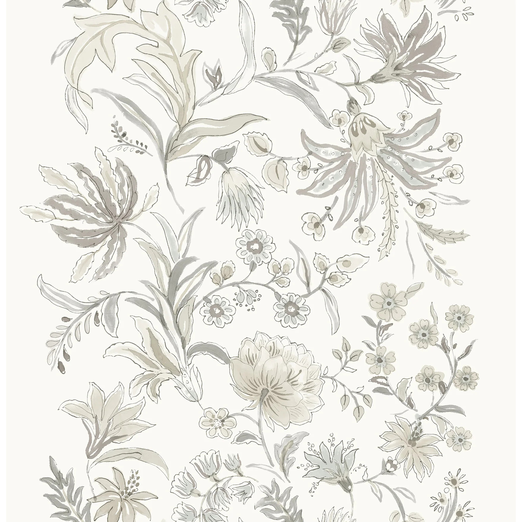 A-Street Prints Teonna Light Grey Floral Stripe Wallpaper | Overstock