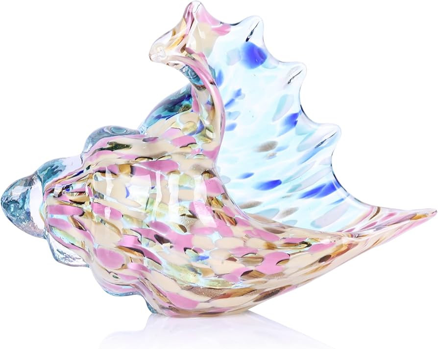 LCCCK Hand Blown Glass Conch Shell Sculpture, Sea Glass Art Figurines, Beachy Room Decor, Pink Co... | Amazon (US)