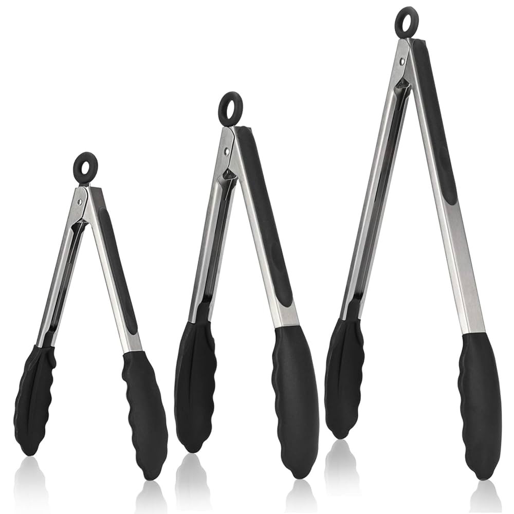 Kitchen Tongs, U-Taste 7/9/12 inches Cooking Tongs, with 600ºF High Heat-Resistant Non-Stick Sil... | Amazon (US)