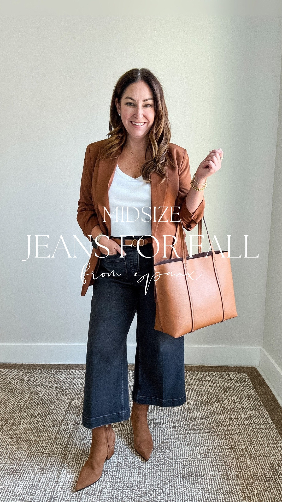 NEW JEANS 🙌🏻 Fall means cleaning out my jeans and @spanx just dropped some new styles perfect for fall! The SPANXshapeTM Authentic 360 Denim has a functional zipper, button closure, front and back pockets making them fit and feel different than the previous pull-on styles. I’m wearing the crop wide leg, wide leg and 90s straight leg styles in XL Petite, large in tops. 

New customers use code RYANNEXSPANX for 15% off and free shipping. 
#SpanxPartner 

#LTKautumn #LTKMidsize #LTKSeasonal