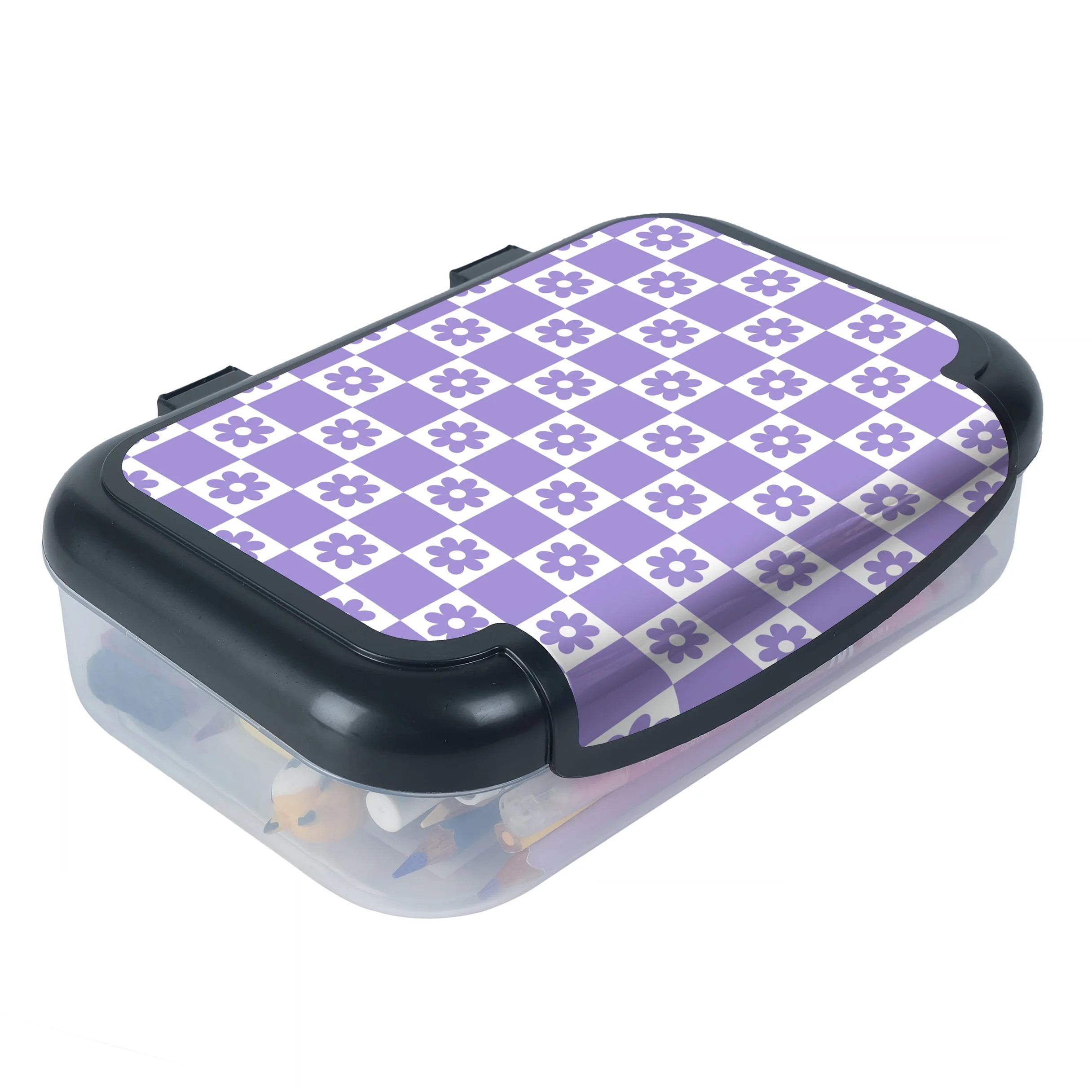 ZIPIT Recycled Plastic Pencil Box for Kids, Elementary School Box, Purple Checkers | Walmart (US)
