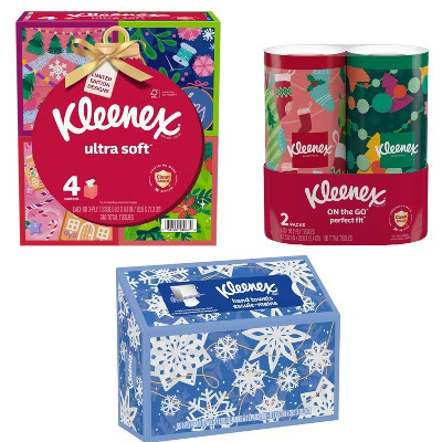 Kleenex 4 Pack/60ct Each Facial Tissue + 2 Pack/100ct Each Facial Tissue + 55ct Each Paper Towels | Target