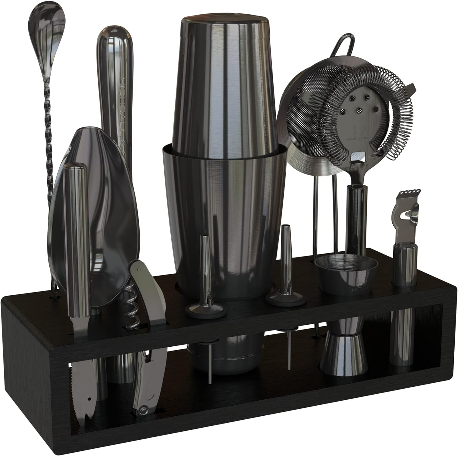 Highball & Chaser Bartender Kit with Black Bamboo Stand Beautiful Cocktail Shaker Set and Bar Too... | Amazon (US)