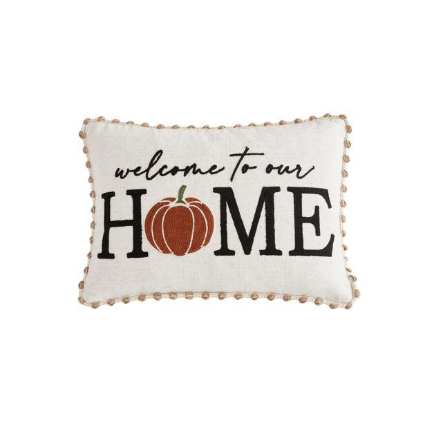 Mainstays, Welcome Pumpkin Decorative Pillow, Oblong, 14” x 20”, Ivory, 1 Piece - Walmart.com | Walmart (US)