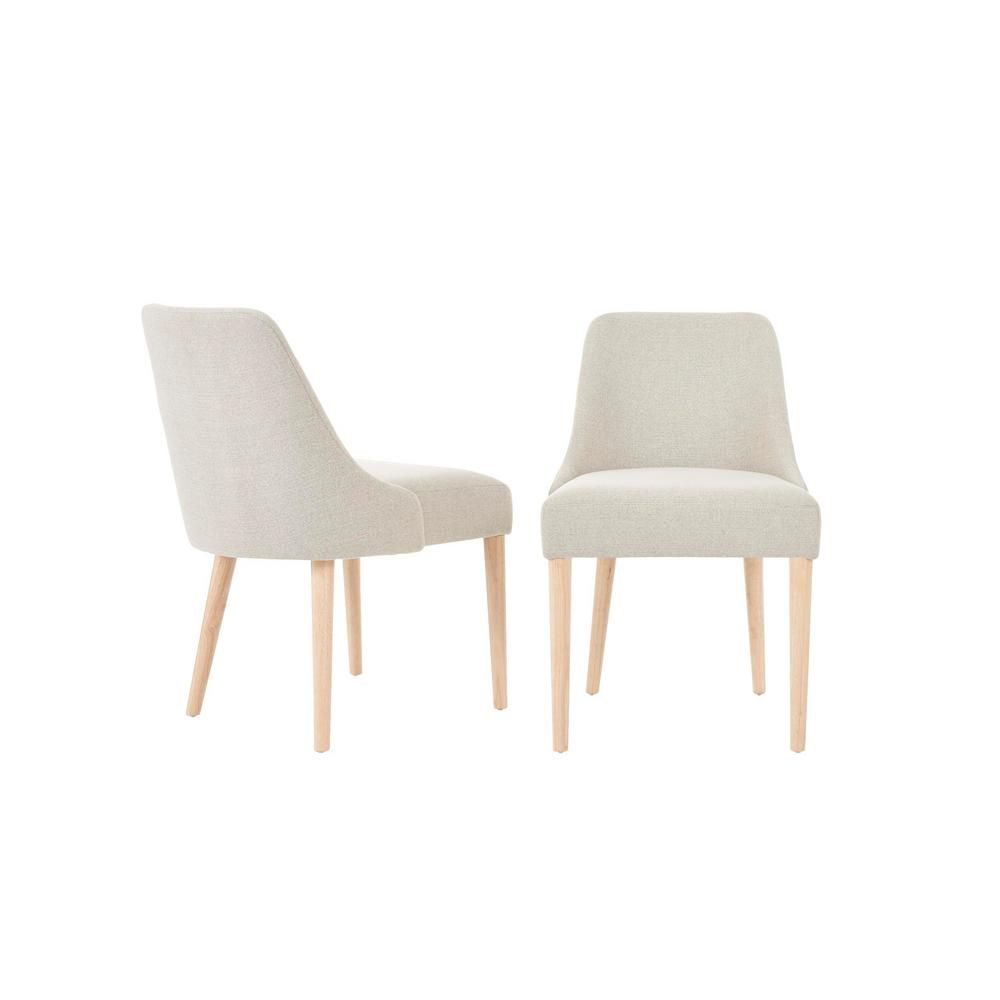 StyleWell Benfield Natural Finish Upholstered Dining Chair with Biscuit Beige Seat (Set of 2) (20... | The Home Depot