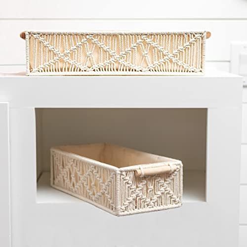 Umlaut Macrame Storage Baskets Handmade Woven Boho Decor| Toilet Paper Basket for Tank and Counte... | Amazon (US)