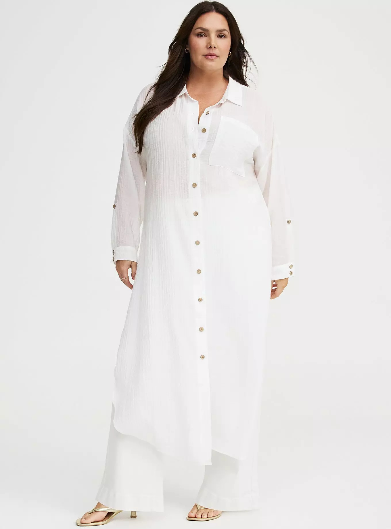Long Button-Up Shirt Kimono | Torrid (US & Canada)