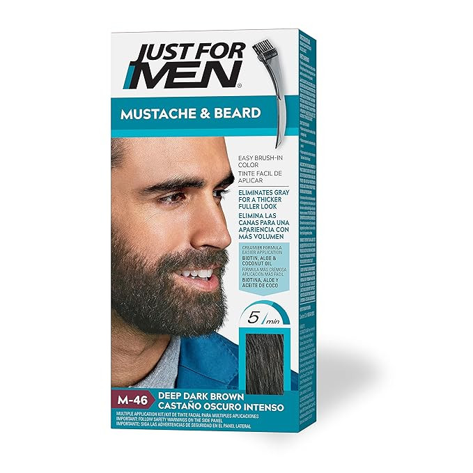 Just For Men Mustache & Beard, Beard Dye for Men with Brush, With Keratin Biotin Aloe and Coconut... | Amazon (US)