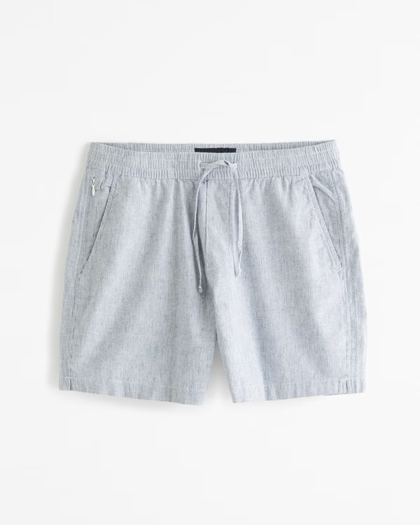Men's Linen-Blend Pull-On Short | Men's Bottoms | Abercrombie.com | Abercrombie & Fitch (US)