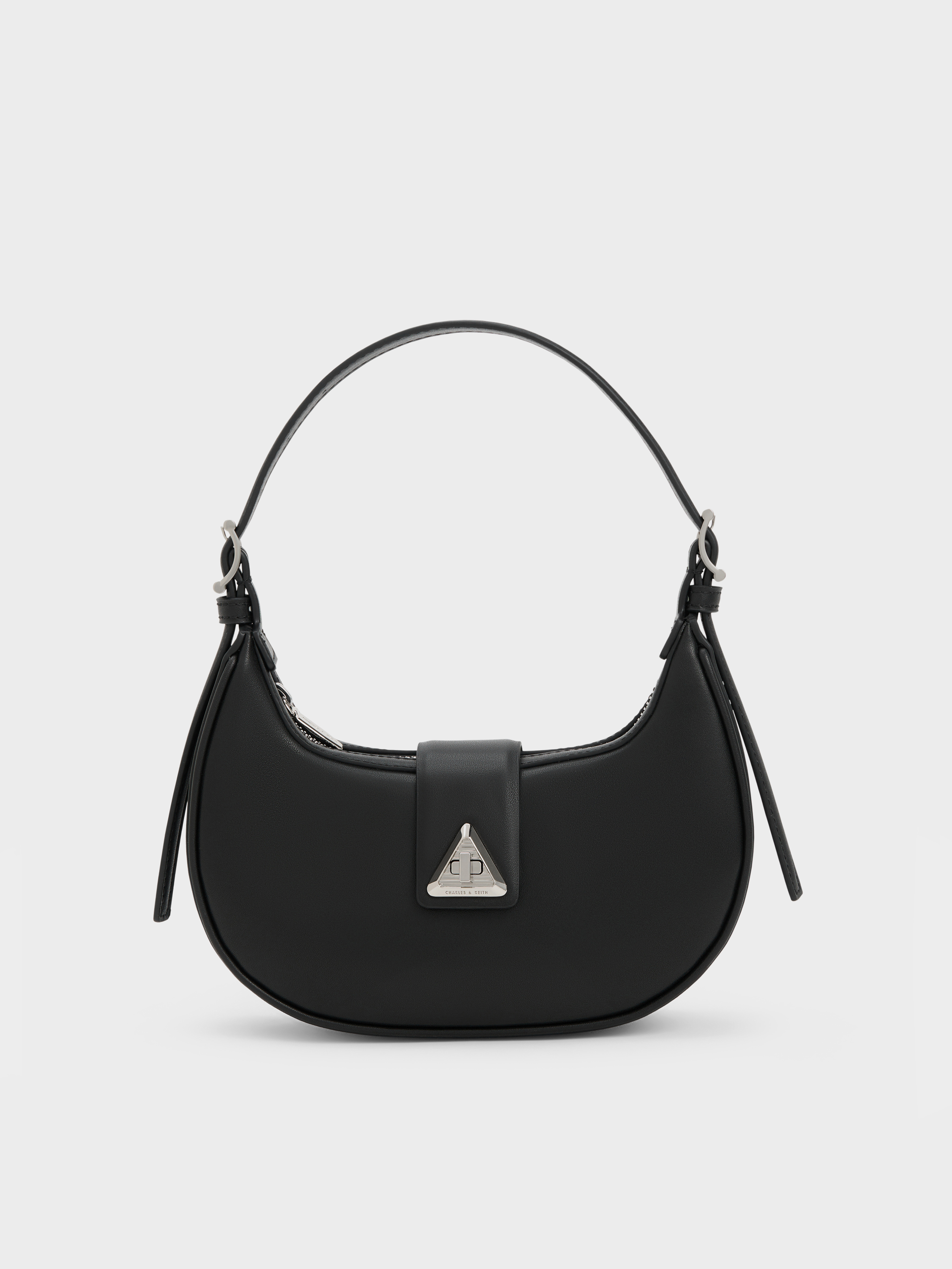 Trice Metallic Accent Belted Shoulder Bag
 - Noir | Charles & Keith EU
