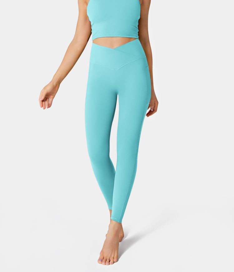 Softlyzero™ Crossover Pocket Plain Leggings-UPF50+ | HALARA