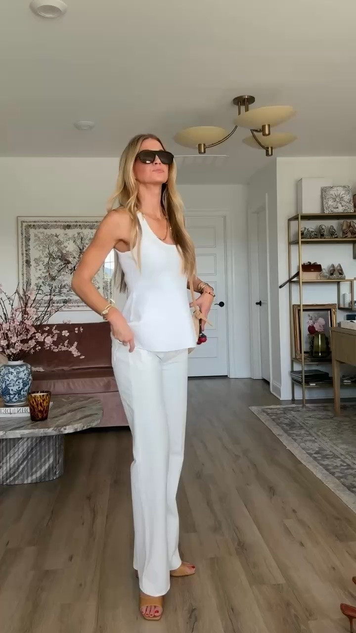 White tank + white denim look! 
Tank: runs TTS, wearing size small 
Denim: runs TTS, wearing size 25

#LTKgrwm #LTKootd #LTKSeasonal