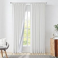 Pinch Pleated Blackout Curtain Panels with Full Blackout Liner Linen Texture Window Treatment Set... | Amazon (US)