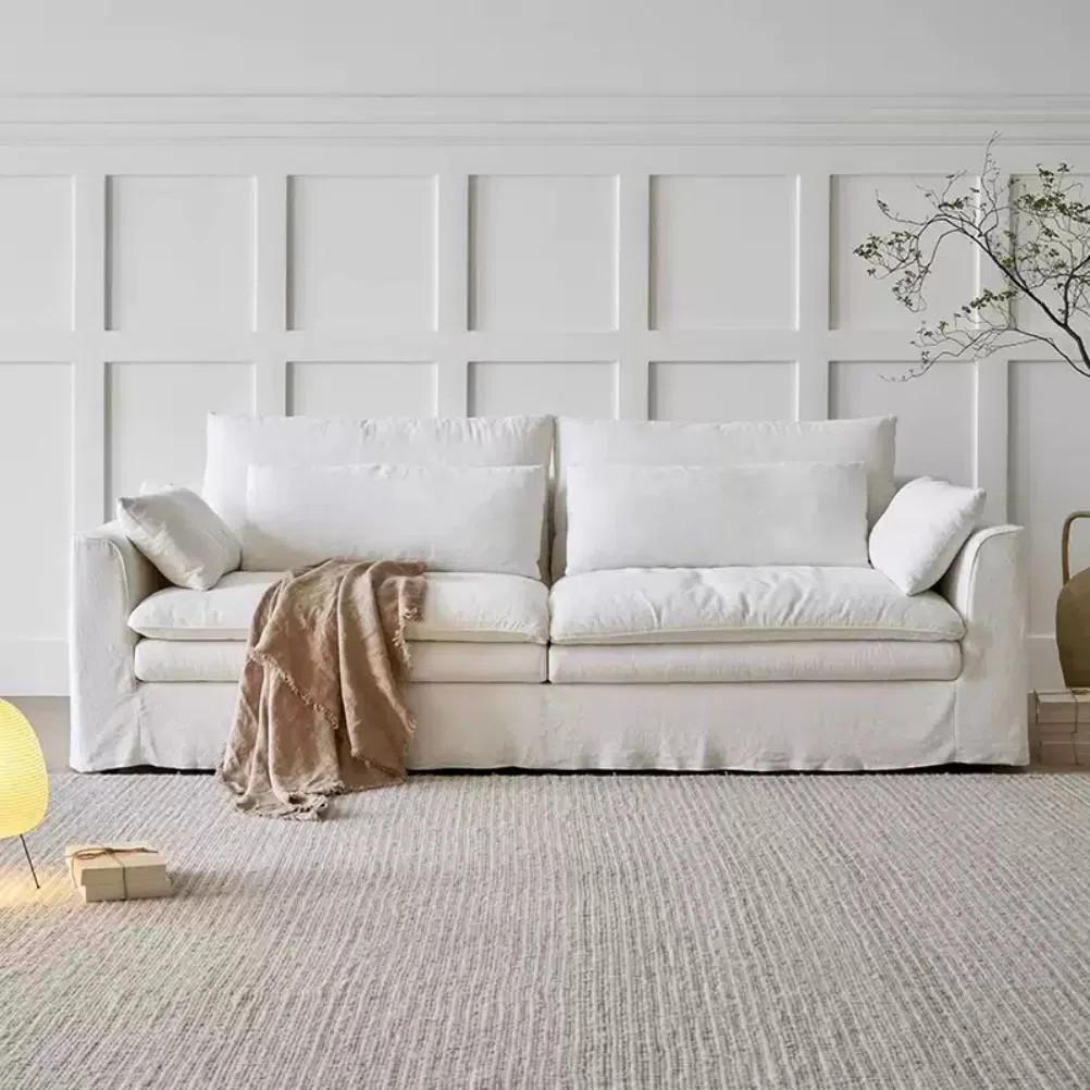 Simple White Fabric Sofa | Wayfair North America
