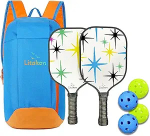 Litakon Premium Youth Pickleball Paddle Set, 2 Fiberglass Kids Paddles with Honeycomb Core, Bundl... | Amazon (US)