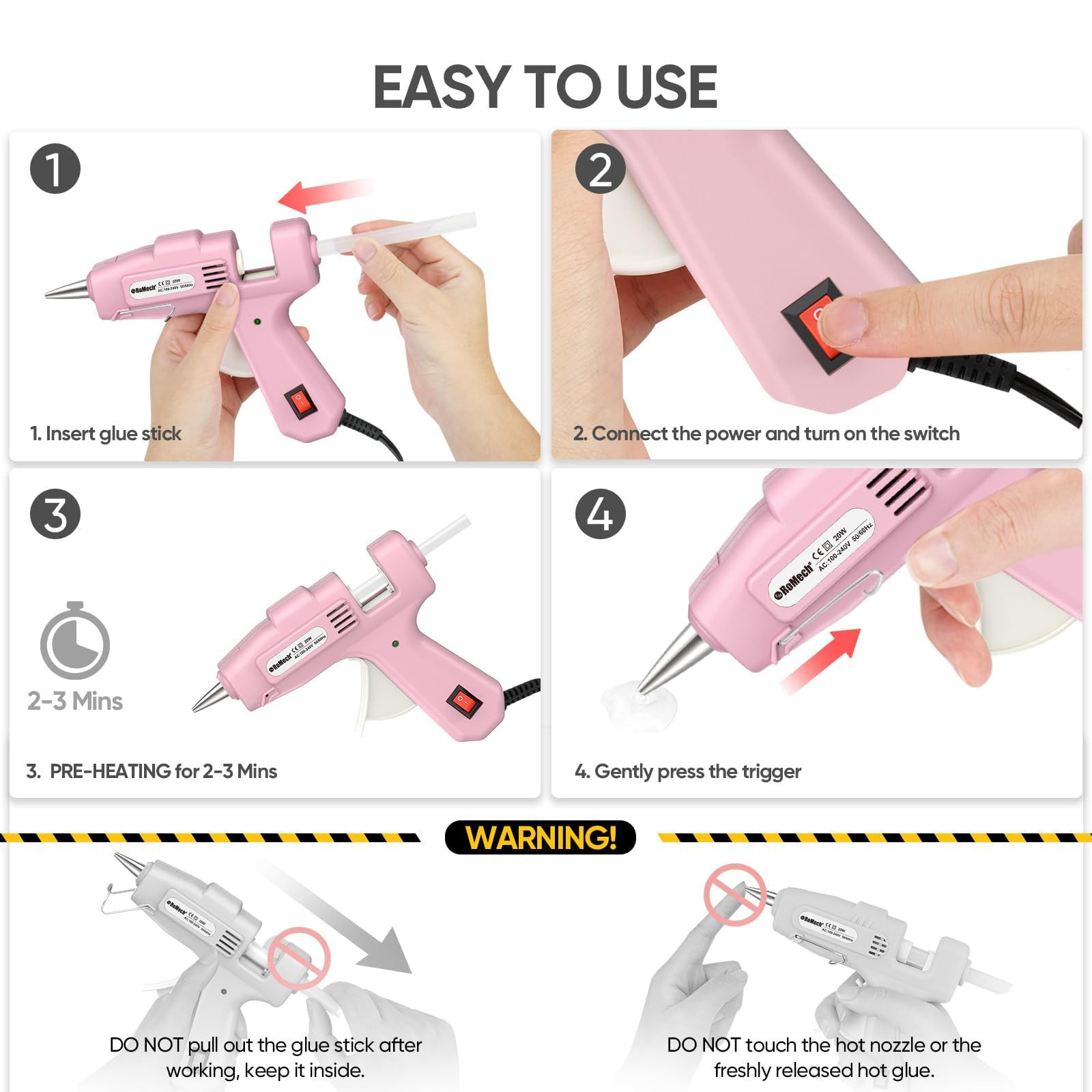 ROMECH 20W Mini Hot Glue Gun with 30 Glue Sticks Set, Fast Preheating Hot Glue Gun Kit Heavy Duty... | Amazon (US)