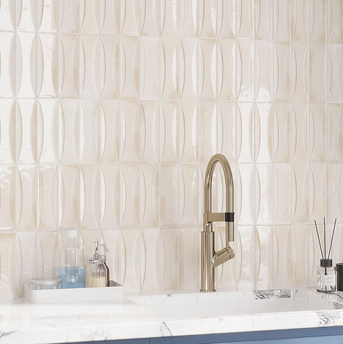 Luna Arc White 2.5x8 Ceramic Subway Tile Backsplash and Shower | Tile Club