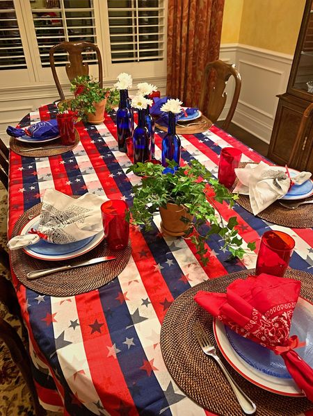 Labor Day party tablescape 
Great red, white and blue stuff below ⬇️!
And check out the details on my blog:

https://drjuliesfunlife.com/how-to-make-a-fun-red-white-blue-tablescape/

#LTKSeasonal #LTKhome #LTKparties