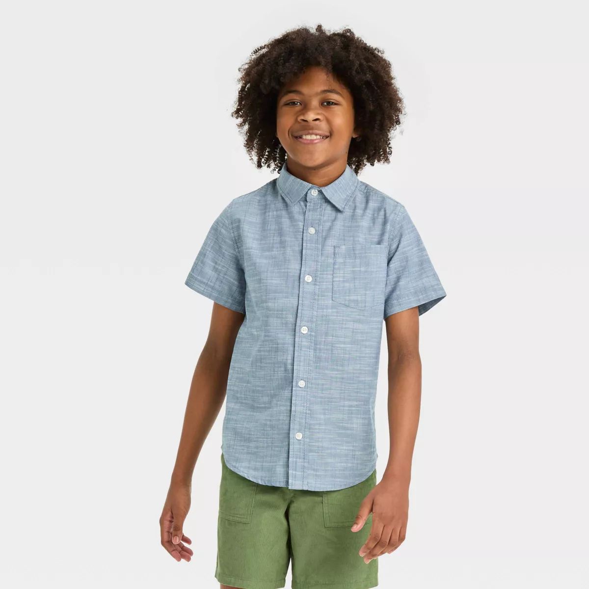 Boys' Short Sleeve Poplin Button-Down Shirt - Cat & Jack™ | Target