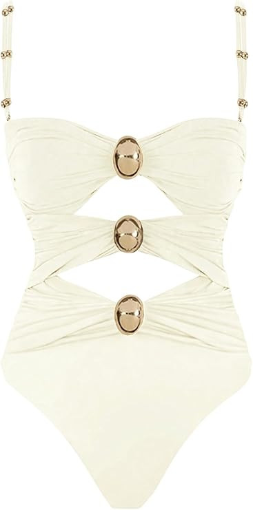Verdusa Women's Cut Out Colorblock One Piece Swimsuit Ruched Swimwear Bathing Suit | Amazon (US)