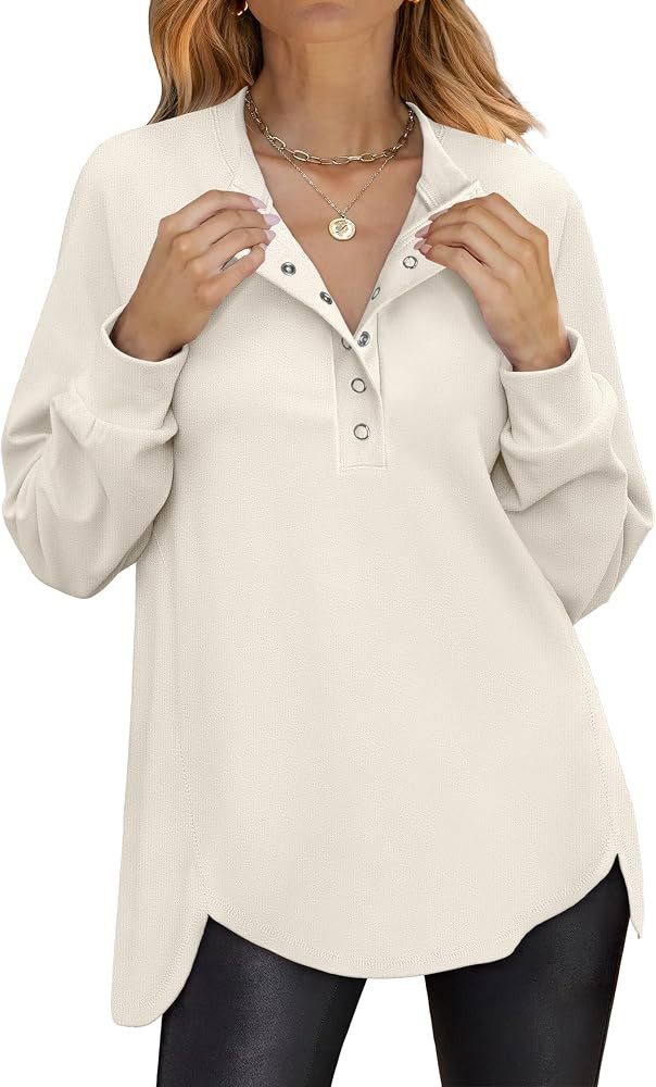ANRABESS Sweatshirt for Women Oversized Henley Tunic Tops | Amazon (US)