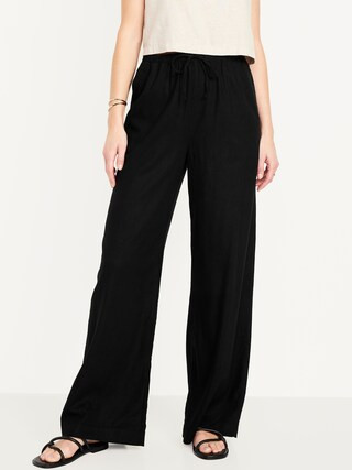 High-Waisted Linen-Blend Super Wide-Leg Pants | Old Navy (US)