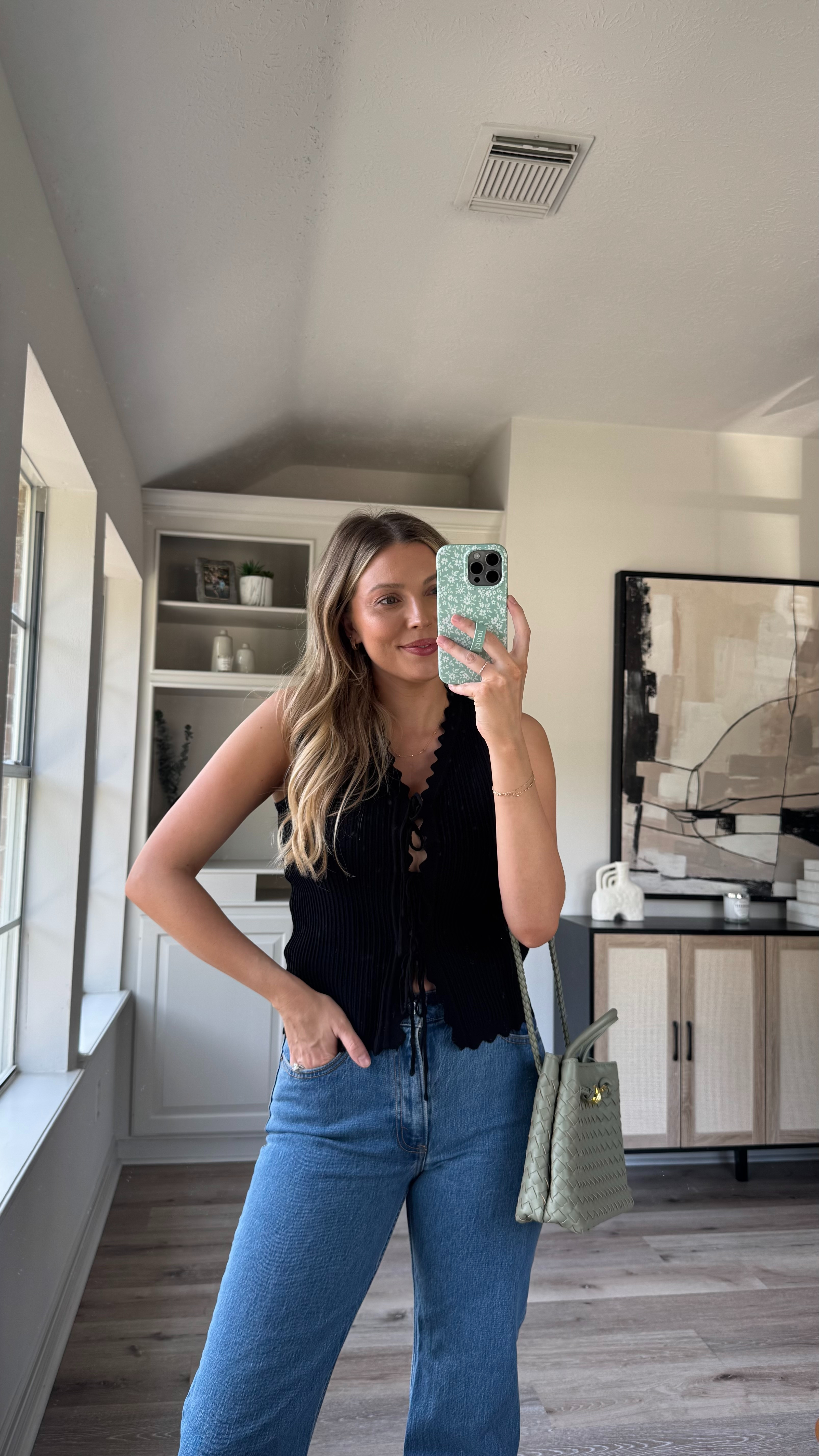 Casual Spring Outfit | This crochet top is so cute for spring and summer and the ties make it nursing friendly. Wearing size S in the top. Size 27 L in the jeans. Sandals fit tts. 

 

#LTKStyleTip