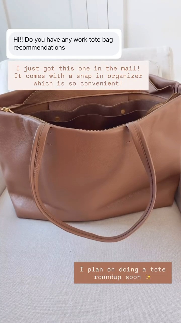 Just got in this new tote, and it comes with snap in organizer - great for work! I will be sharing more tote bags soon!

Loverly Grey, work tote, tote bag, work bag, workwear 

 #LTKWorkwear
