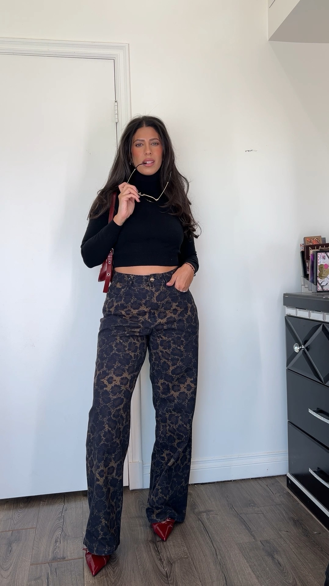 Chic fall outfit idea 
Leopard pants size medium
Turtleneck sweater top size medium 

#LTKFindsUnder50 #LTKHoliday #LTKStyleTip