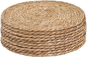 Defined Deco Woven Placemats Set of 10,12" Round Rattan Placemats,Natural Hand-Woven Water Hyacin... | Amazon (US)