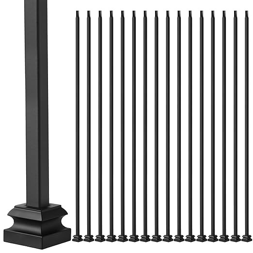 Therwen 20 Sets Wrought Iron Balusters, Square Stair Iron Balusters Hollow Straight Bar Metal Bal... | Amazon (US)