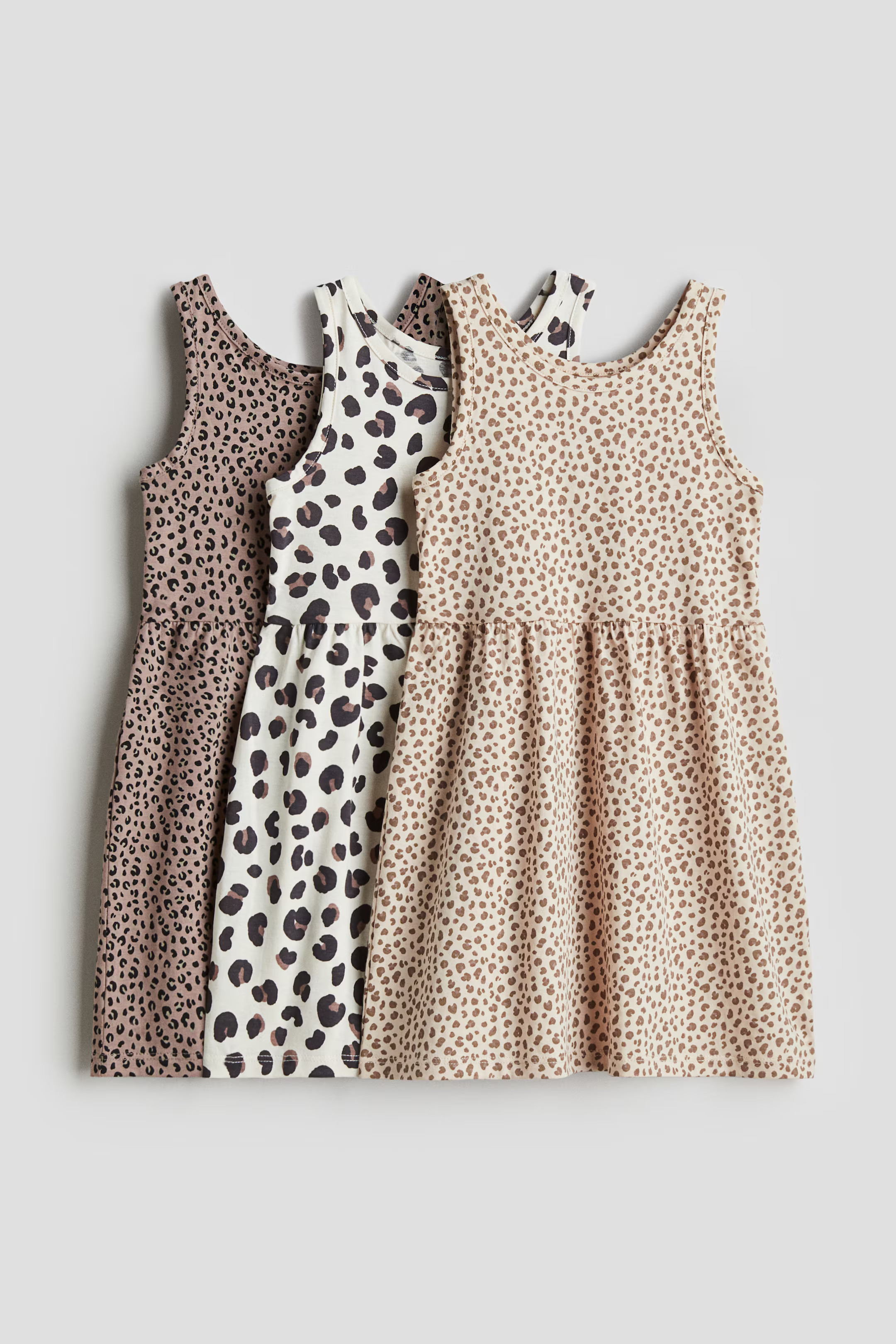 3-pack Printed Cotton Dresses - Beige/leopard print - Kids | H&M US | H&M (US + CA)