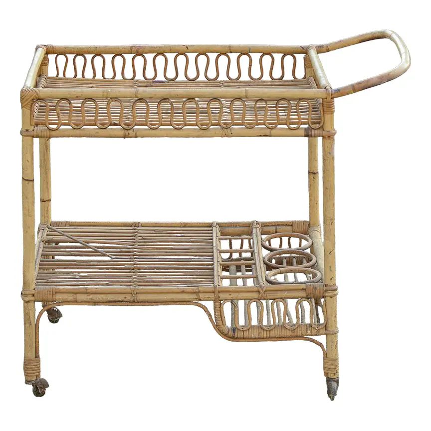 Bamboo Bar Cart, Italy, 1950s | Chairish