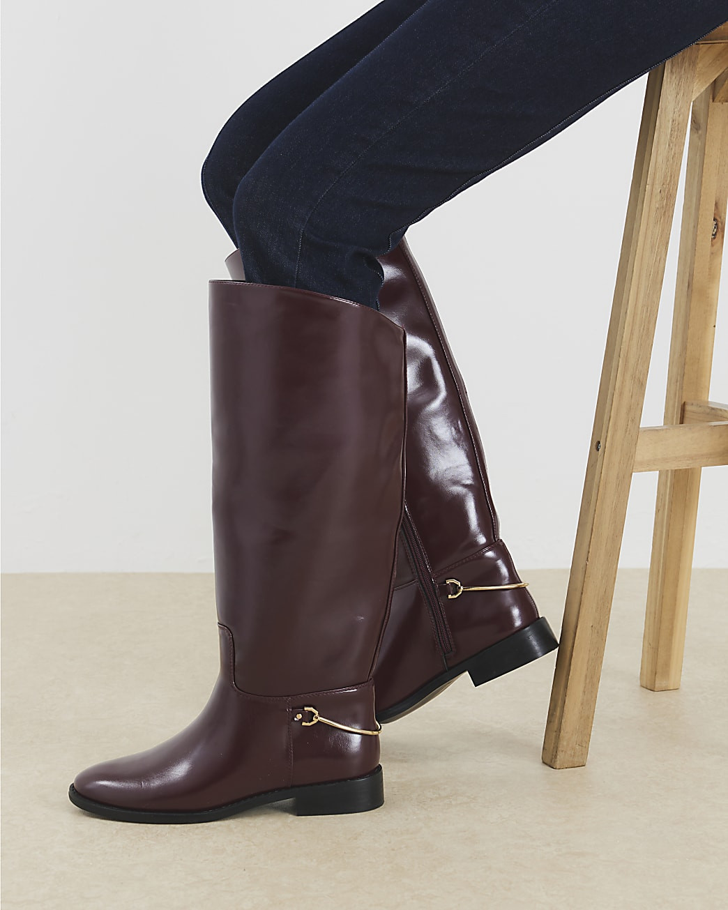 Red Faux Leather High Leg Boots | River Island UK & IE