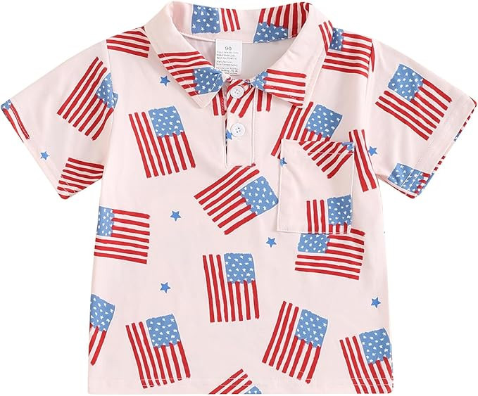 Toddler Baby 4th of July Shirt Cute Short Sleeve Embroidery USA T-Shirt Top Infant American Outfi... | Amazon (US)