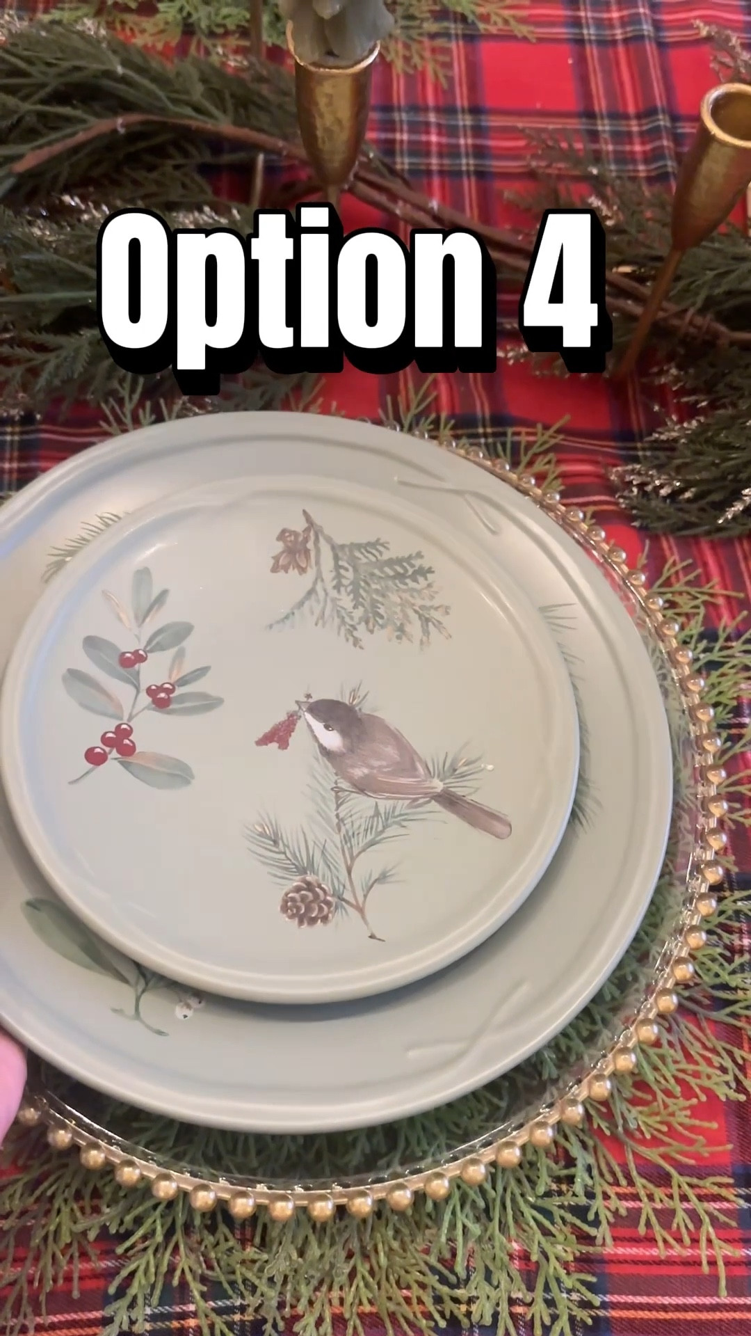 Help me decide which Christmas place setting I should use. #christmastable #christmastable #christmasdishes 

#LTKHoliday #LTKGiftGuide #LTKCyberWeek