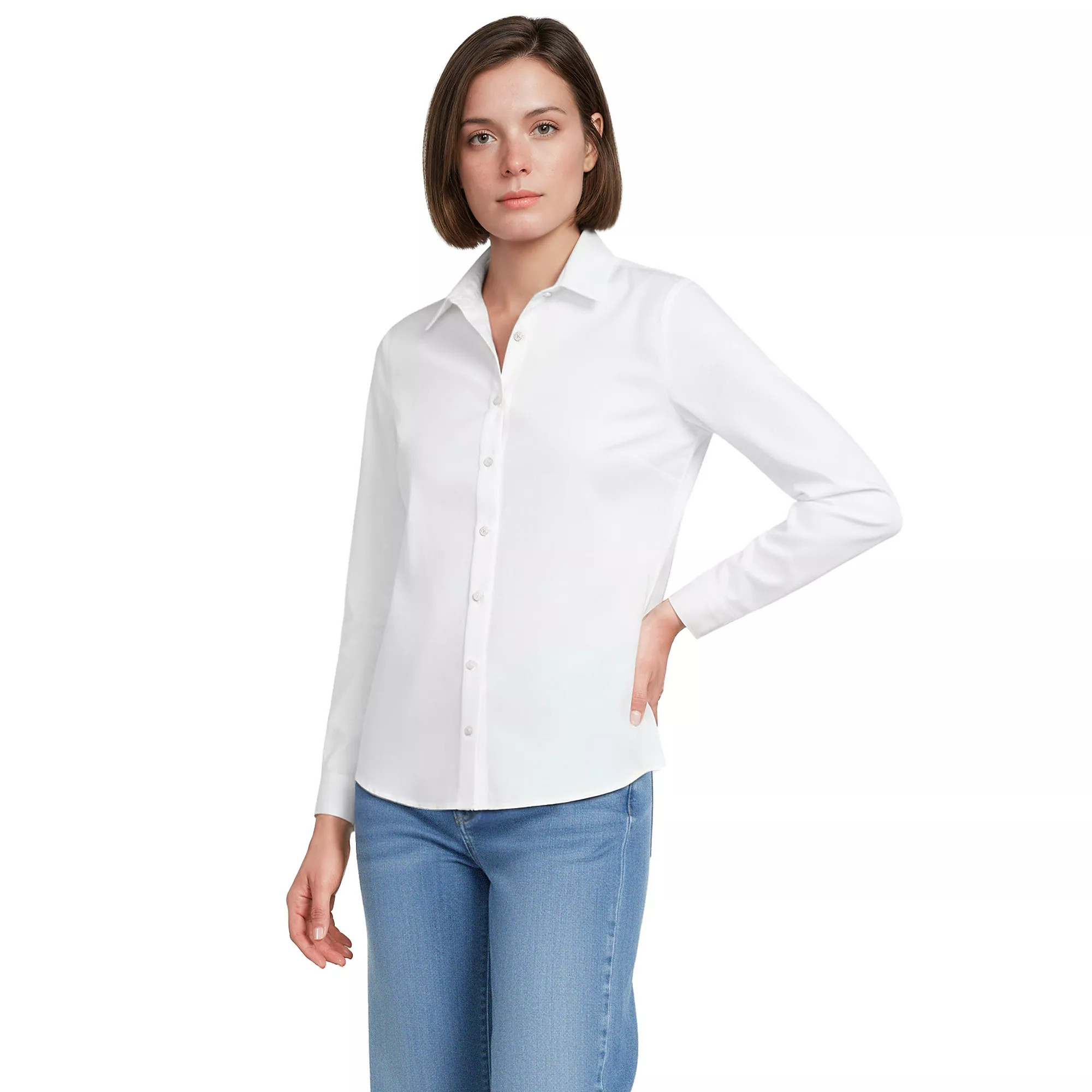 Tall No Iron Button Front Shirt | Lands' End (US)