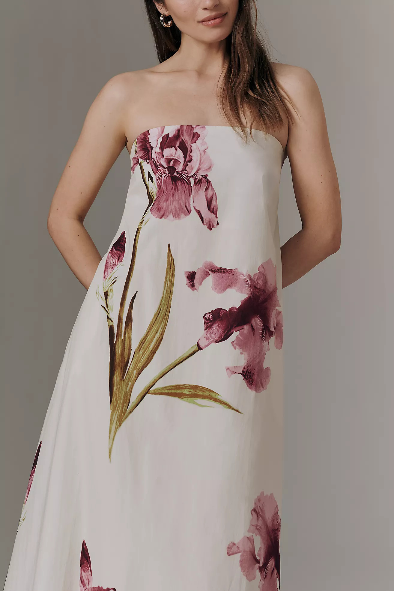 By Anthropologie Strapless Trapeze Midi Dress | Anthropologie (US)