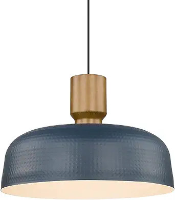 Darkaway Oversized Industrial Pendant Light Fixtures with Hammered Metal Shade, 18.1inch Blue Lar... | Amazon (US)